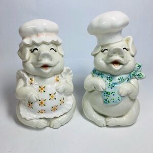 Vintage Fitz Floyd Laughing Pig Chef Salt & Pepper Shakers - Made in Japan